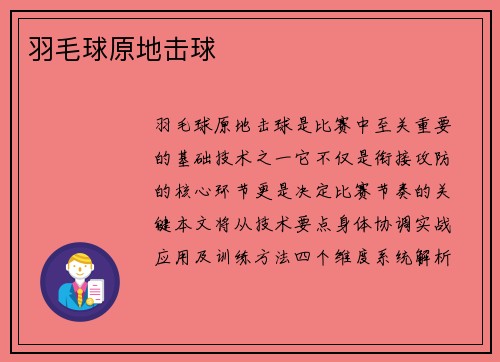 羽毛球原地击球