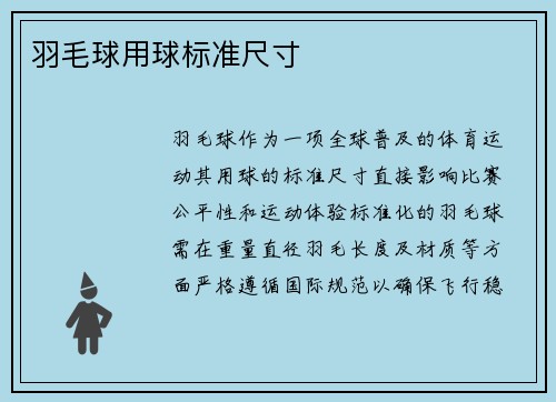羽毛球用球标准尺寸