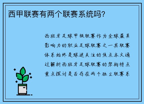 西甲联赛有两个联赛系统吗？